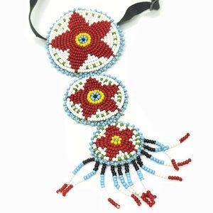 Vintage Hong Kong Native American Garter Belt Seed Beads Leather